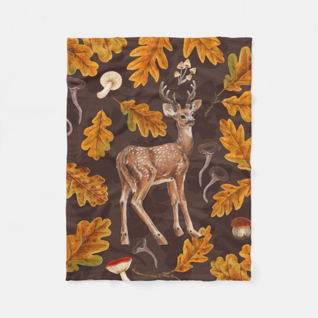 Deer in the autumnal forest 2 fleece blanket (Front)