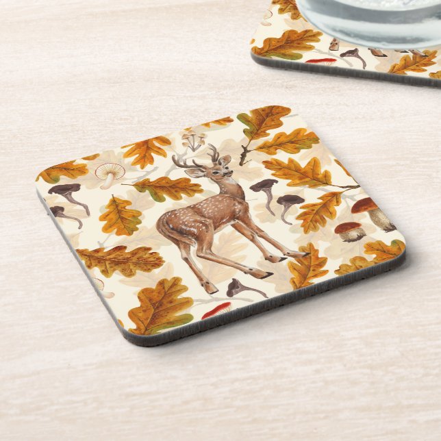 Deer in the autumnal forest coaster (Left Side)
