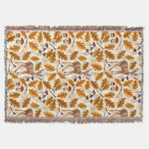 Deer in the autumnal forest throw blanket