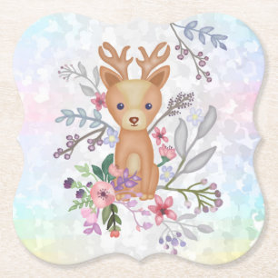 deer in the bush paper coaster