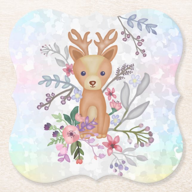 deer in the bush paper coaster (Front)