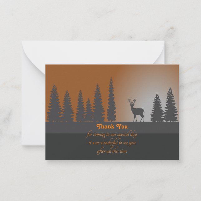 Deer in the Fir Forest Thank You Card (Front)