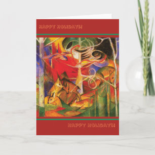 Deer in the Forest by Franz Marc (Happy Holidays) Holiday Card