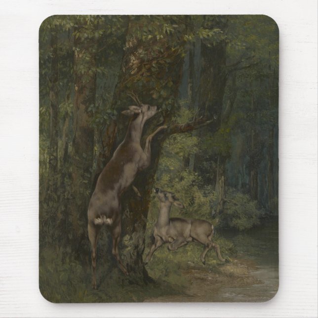 Deer in the Forest (by Gustave Courbet) Mouse Pad (Front)