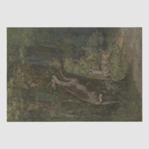 Deer in the Forest (by Gustave Courbet) Tissue Paper