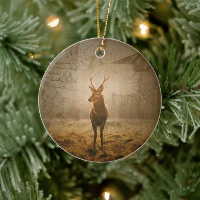 Deer in the forest ceramic tree decoration (Tree)