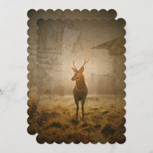 Deer in the forest holiday card