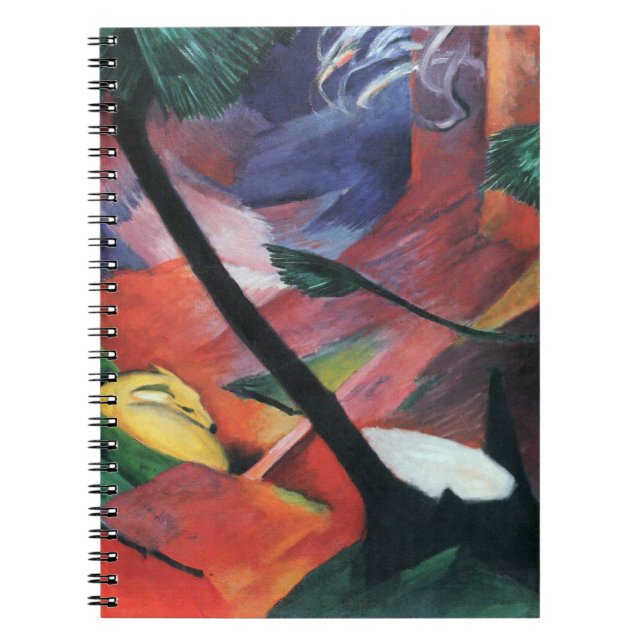Deer in the Forest II by Franz Marc; Reh im Walde Spiral Notebook (Front)