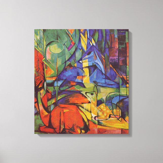 Deer in the Forest II by Franz Marc, Vintage Art Canvas Print (Front)