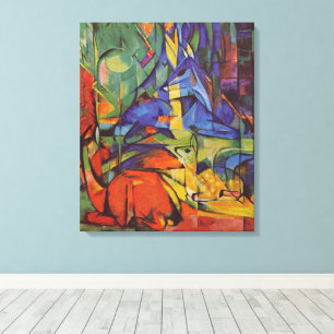 Deer in the Forest II by Franz Marc, Vintage Art Canvas Print