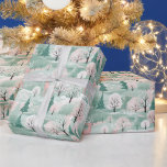 Deer in the Forest Mint Green and Pink Christmas Wrapping Paper<br><div class="desc">Deer in the Forest Mint Green and Pink Christmas Wrapping Paper</div>