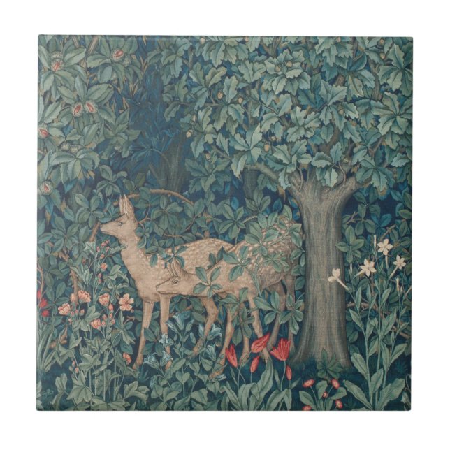 Deer in The Forest, William Morris Tile (Front)