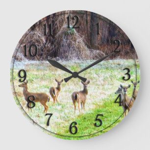 Deer in the Frost Large Clock