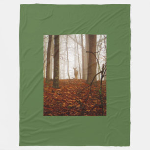 Deer in the Mist Fog Fleece Blanket