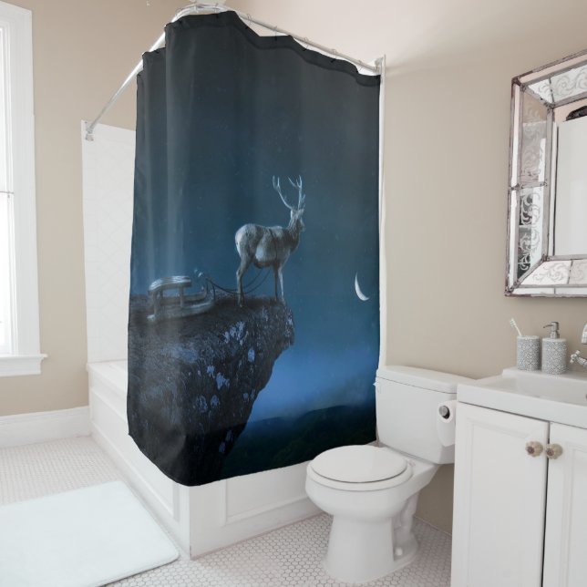 deer in the moonlight shower curtain (In Situ)