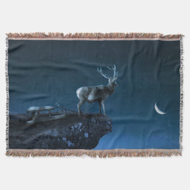 deer in the moonlight throw blanket (Front)