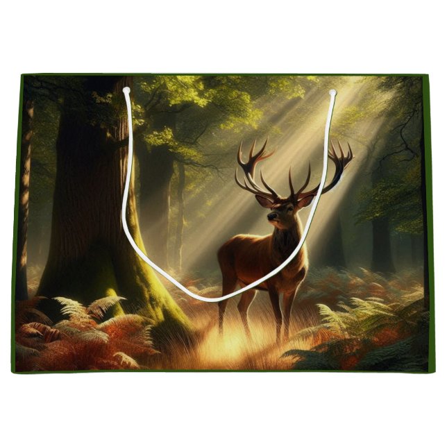 Deer in the morning forest large gift bag (Front)