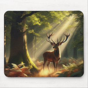 Deer in the morning forest mouse pad