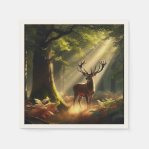 Deer in the morning forest napkin