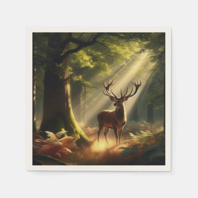 Deer in the morning forest napkin (Front)