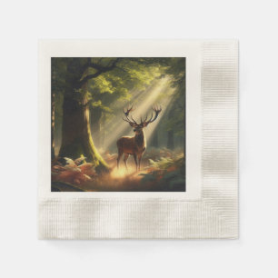 Deer in the morning forest napkin