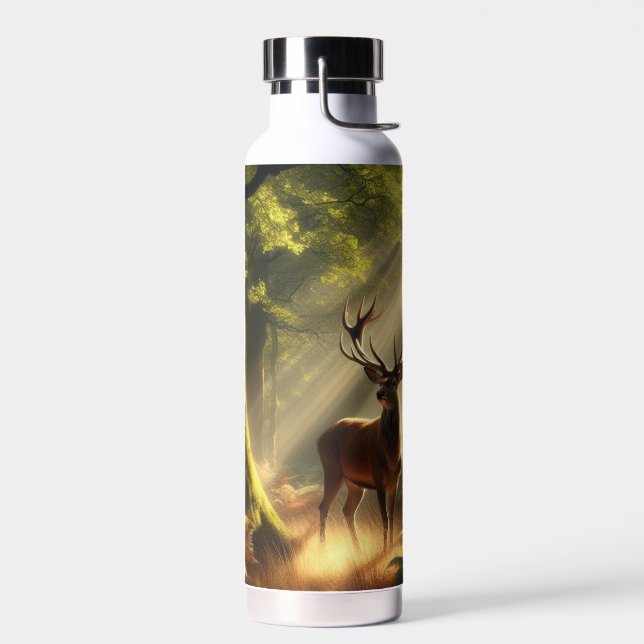 Deer in the morning forest water bottle (Left)