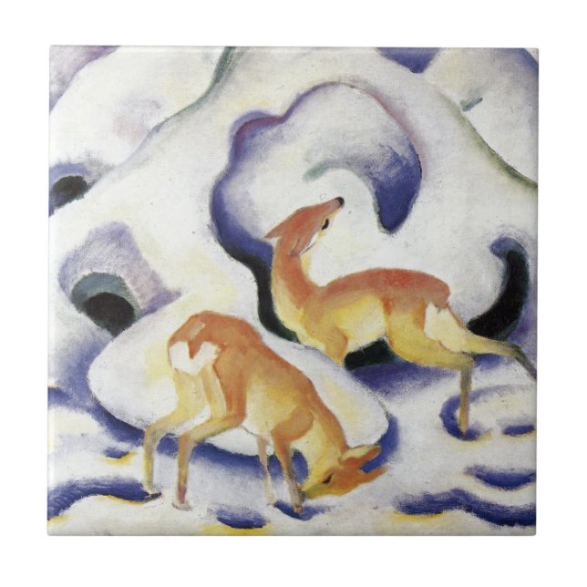 Deer in the Snow (Animals in Winter) Tile (Front)