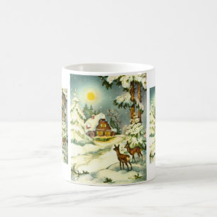 Deer in the snow coffee mug