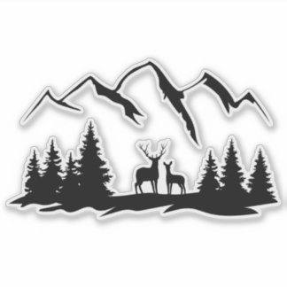 Deer in the Wilderness Sticker.