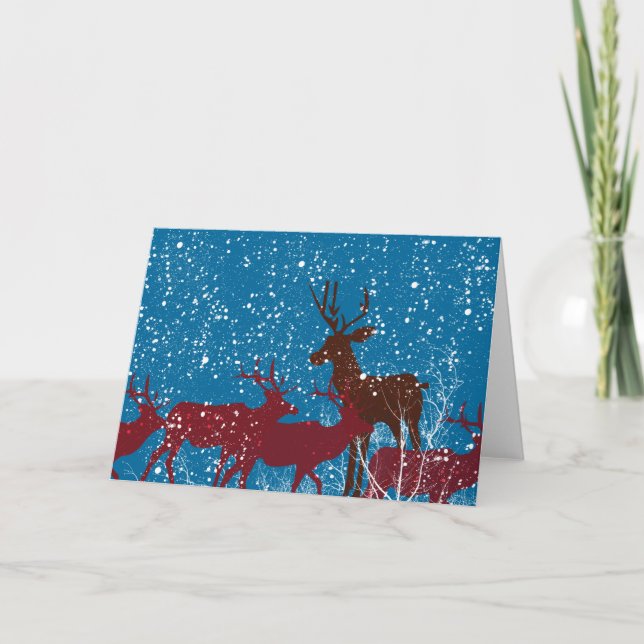 Deer in the Woods First Snow Holiday Card (Front)