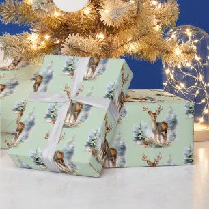 Deer In The Woods Pattern Wrapping Paper