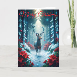 Deer in Winter Christmas Holiday Card