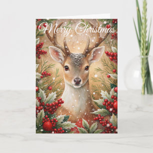 Deer in Winter Christmas Holiday Card
