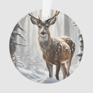 Deer in Winter Woodland Christmas Ornament