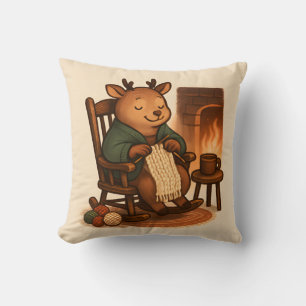 Deer Knitting Scarf Cushion