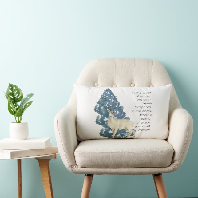 Deer Leave Footprints In The Snow Lumbar Cushion (Chair)