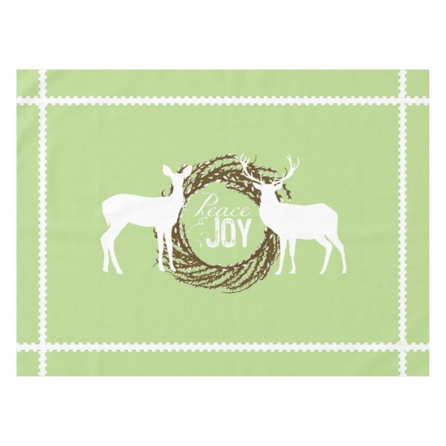 Deer Light Green Peace Joy  Wreath Tablecloth (Front (Horizontal))