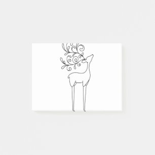 Deer Line Art Outline Reindeer Post-it Notes
