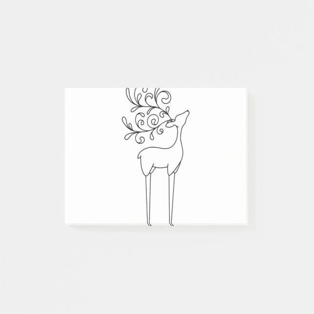 Deer Line Art Outline Reindeer Post-it Notes (Front)