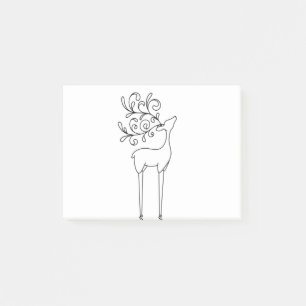 Deer Line Art Outline Reindeer Post-it Notes