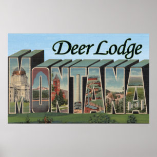 Deer Lodge, Montana - Large Letter Scenes Poster