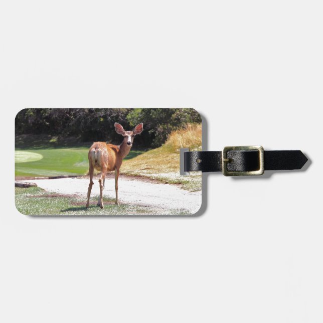 deer looking at the camera nature luggage tag (Front Horizontal)