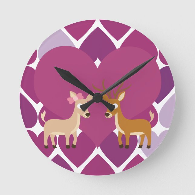 Deer Love Round Clock (Front)