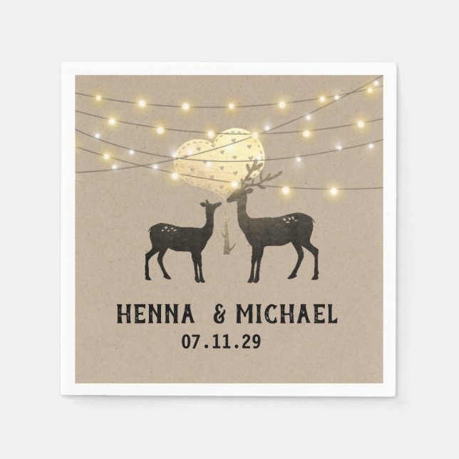 Deer Love Woodland Deer Wedding Custom Napkin (Front)