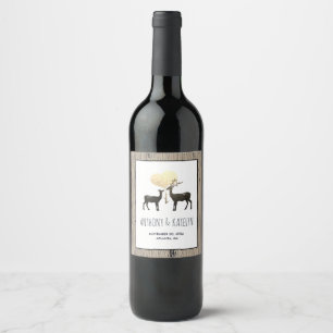 Deer Love Woodland Deer Wedding Custom Wine Label