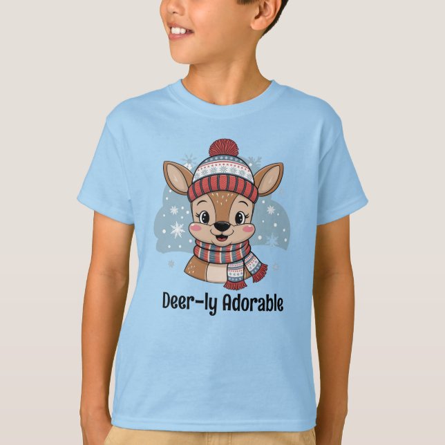 Deer-ly Adorable Kids Shirt for Christmas (Front)