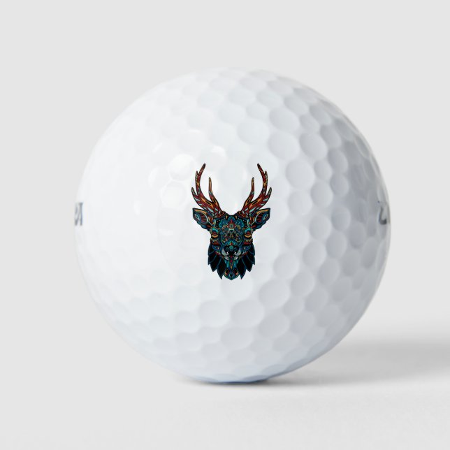 Deer Mandala Design Golf Balls (Front)