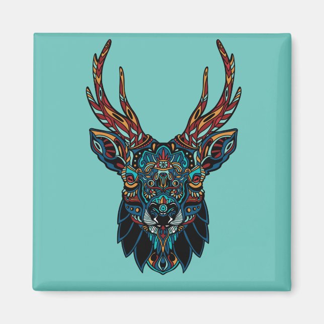 Deer Mandala Design Magnet (Front)