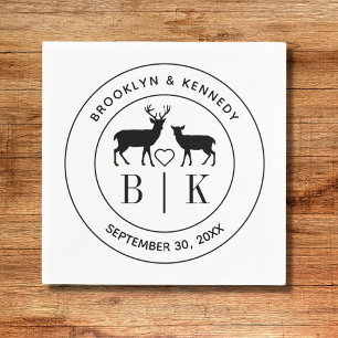 Deer Monogram Rustic Country Wedding Couple Name Napkin