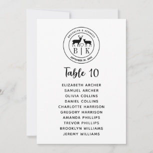 Deer Monogram Rustic Country Wedding Seating Chart Invitation